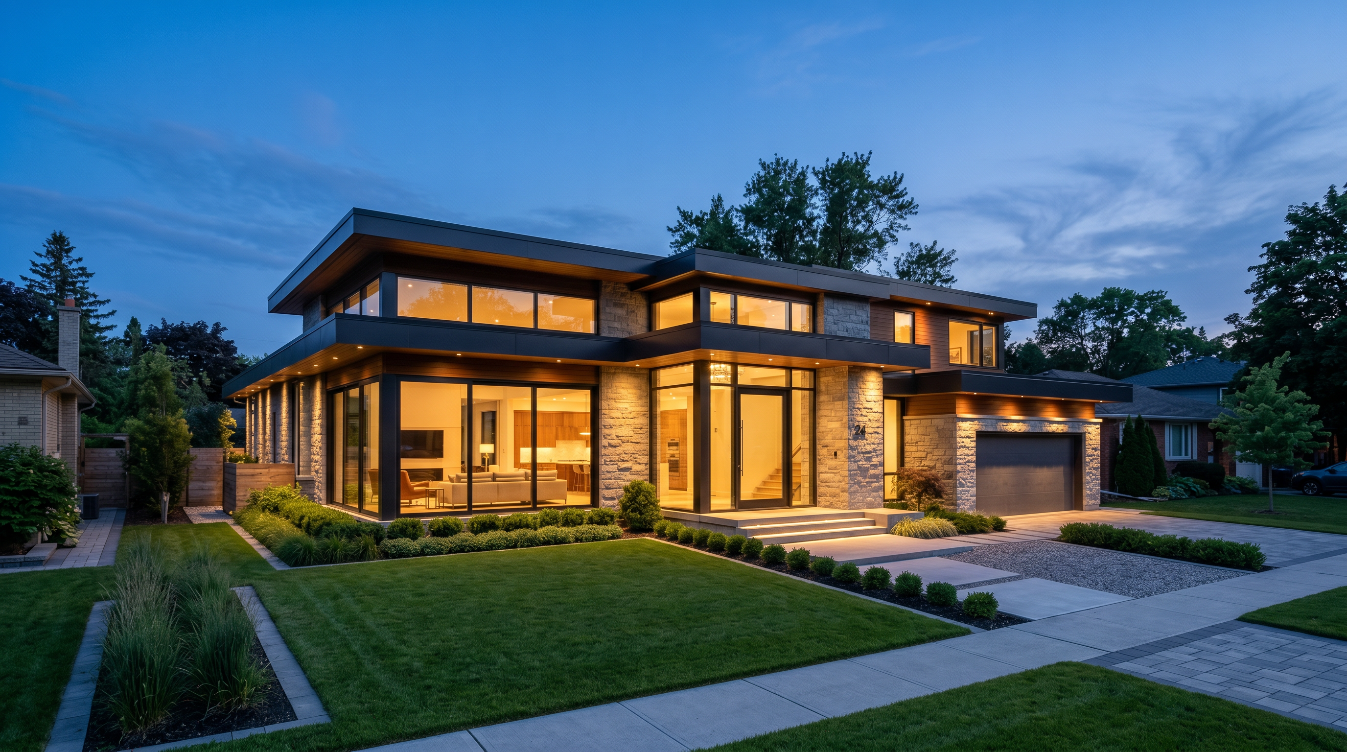 Modern luxury home being promoted to local buyers